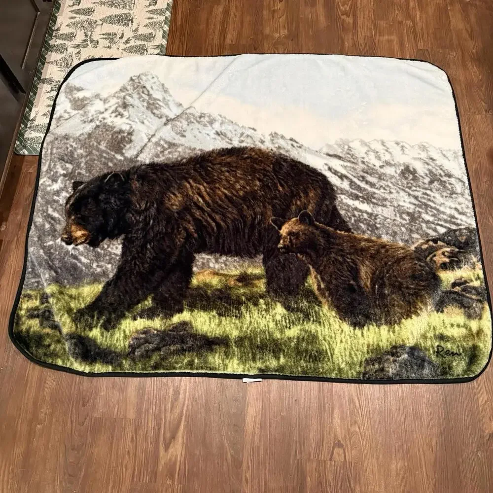 Vintage‎ Northwest Grizzly Bears Nature Throw Blanket On the Wild Side 60x50
